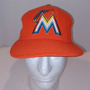 Miami Florida Marlins Hat MLB New Era 59Fifty 7 Fitted Orange Baseball Cap